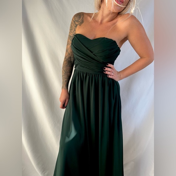 Lulus dark green corset sleeveless maxi dress wedding coctail party - Picture 5 of 5